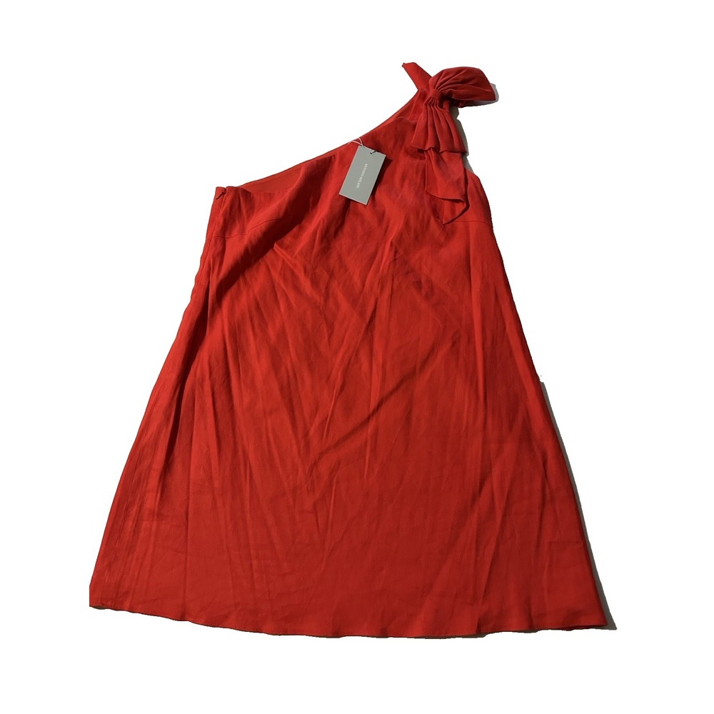 Antonio Melani Red Linen Blend Dress Womens Size 14 Bow Neck Sleeveless NWT